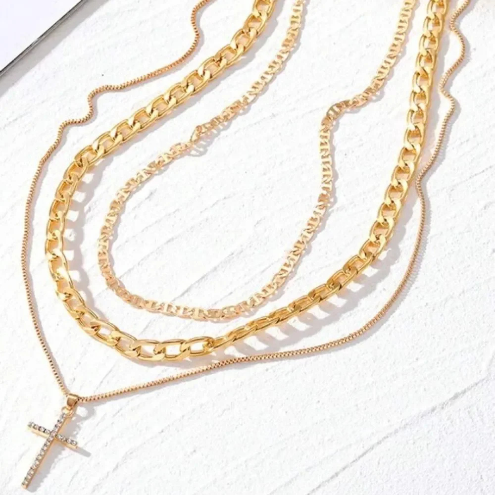 Layered Gold Cross Necklace Set – Elegant Women’s Jewelry - Picture 3 of 3
